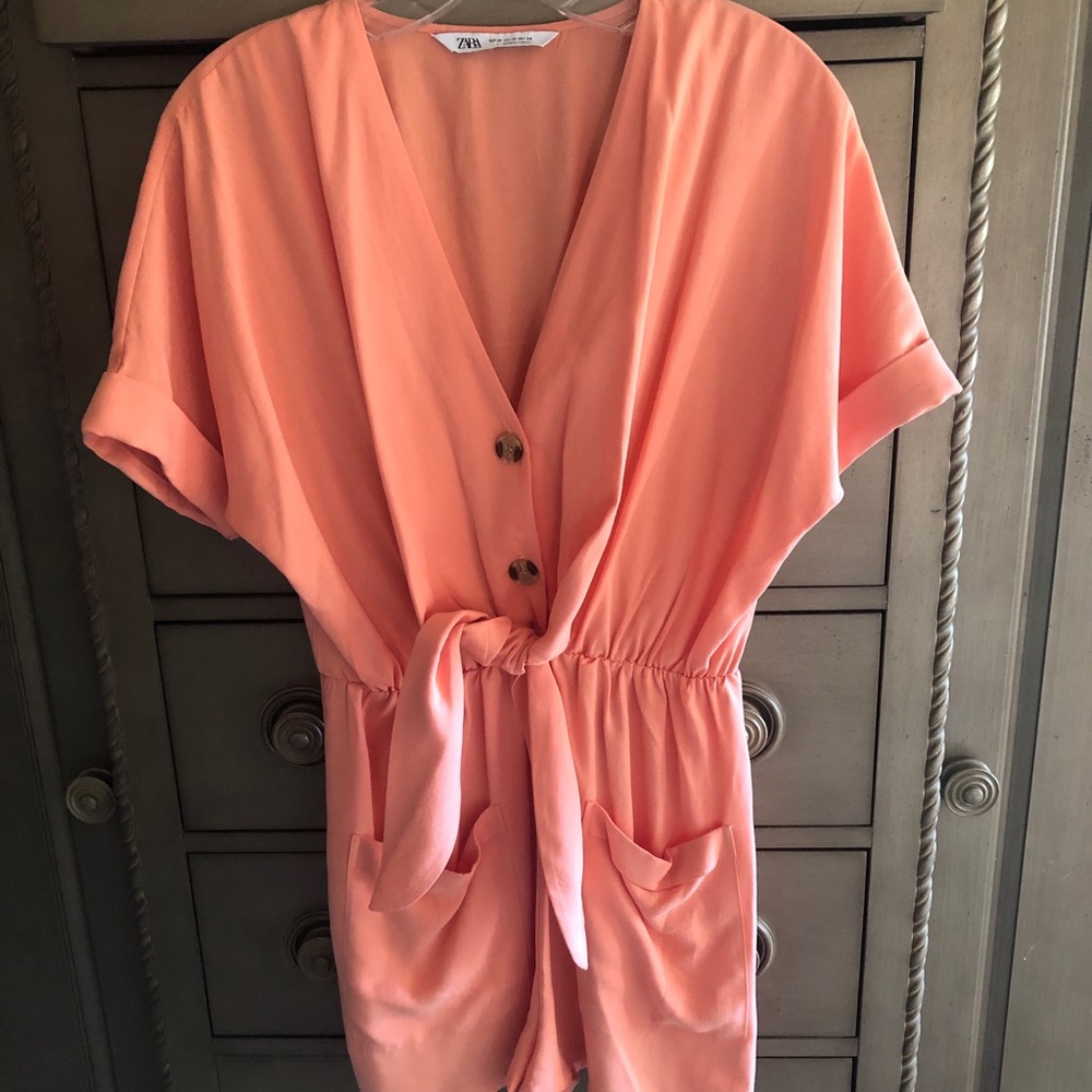 ZARA salmon short/short sleeve romper